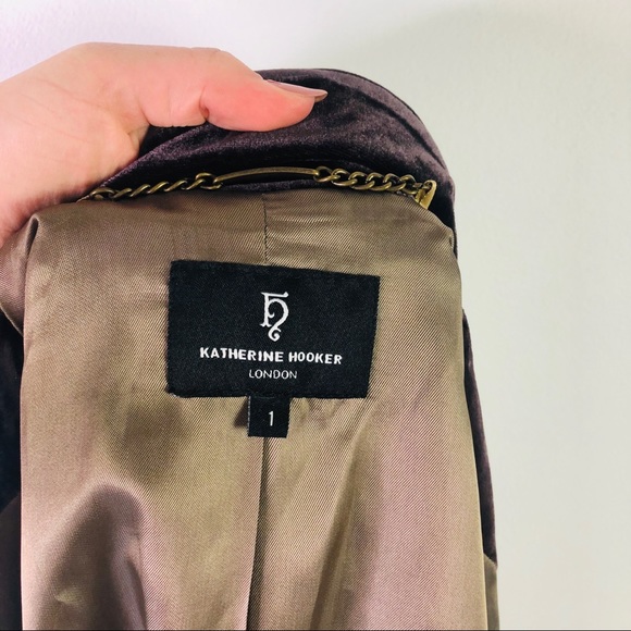 KATHERINE HOOKER  100% Silk Velvet Blazer Jacket - Picture 3 of 8